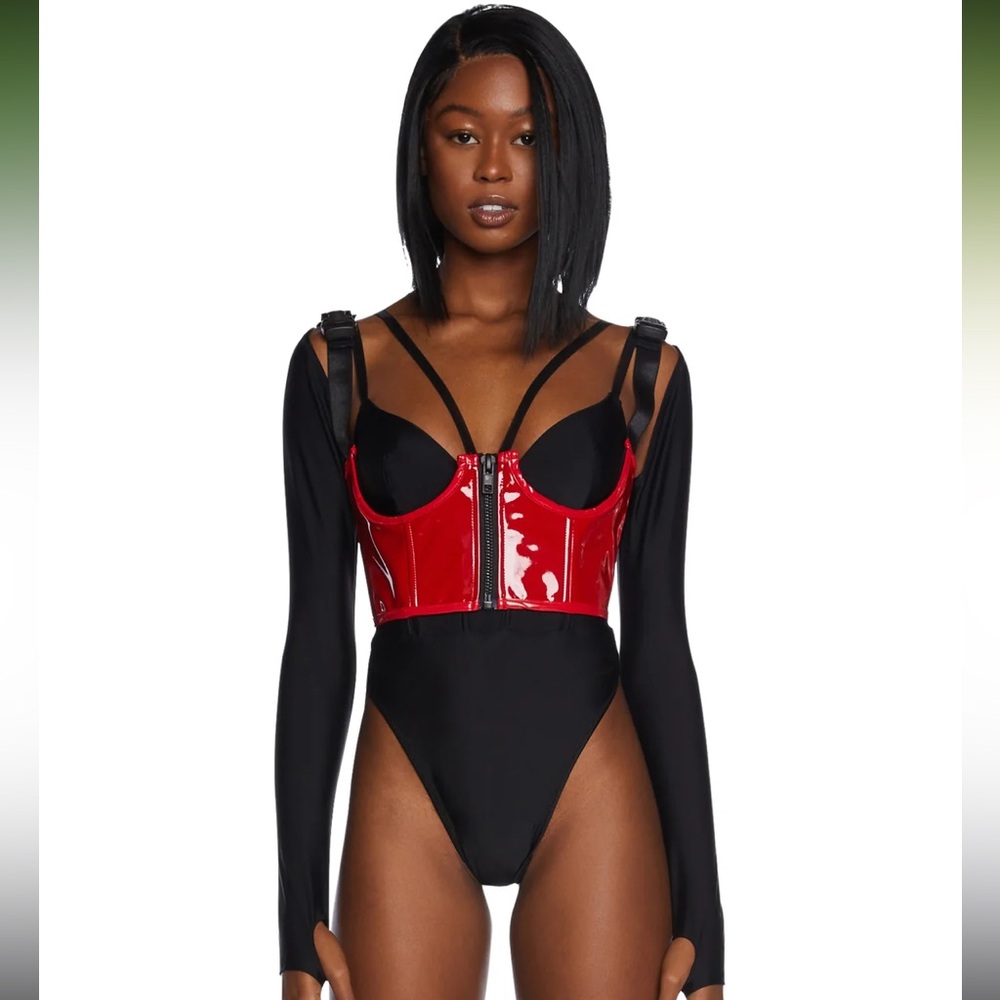PosterGrl red patent underbust zip up corset size XXS